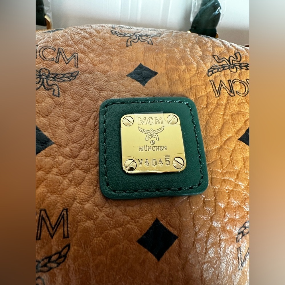 MCM Cognac and Forest Green Duffel Bag - Picture 7 of 17
